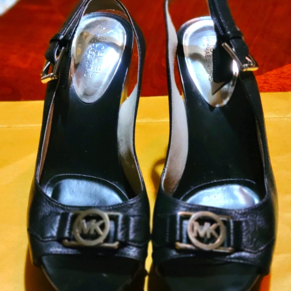 Michael kors wooden wedge heels